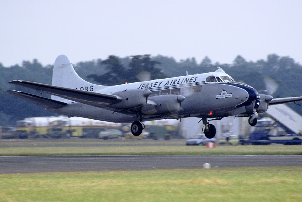 The de Havilland Heron in original Jersey Airlines livery, period photograph